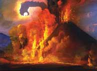 Eruzione di fuoco del Vesuvio con luna 1822